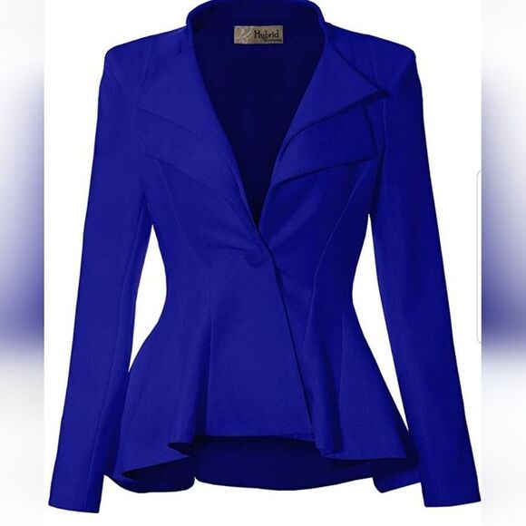 Hybrid & Company Stretch Blue Blazer new  Large NWT - Picture 1 of 8